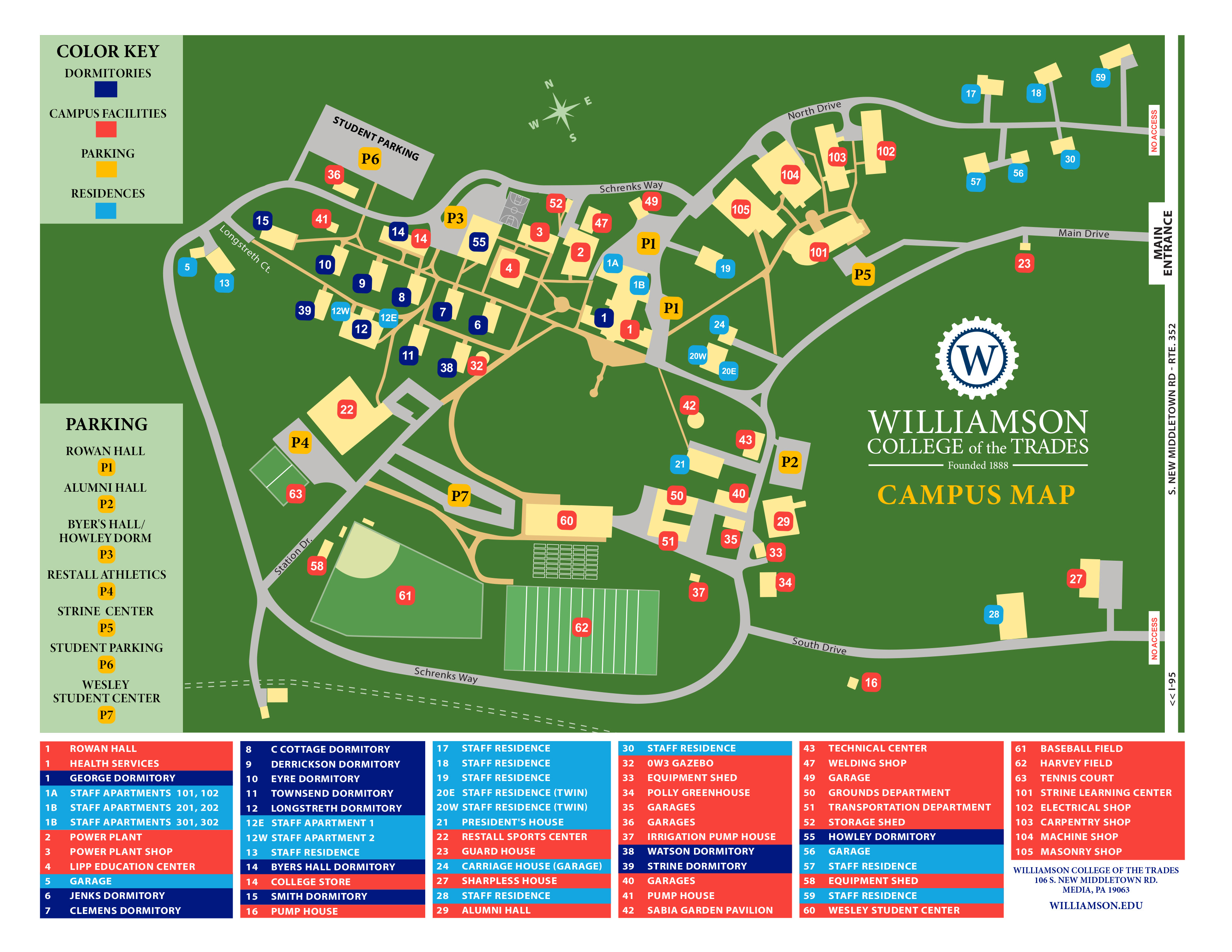campus map for Williamson College of the Trades